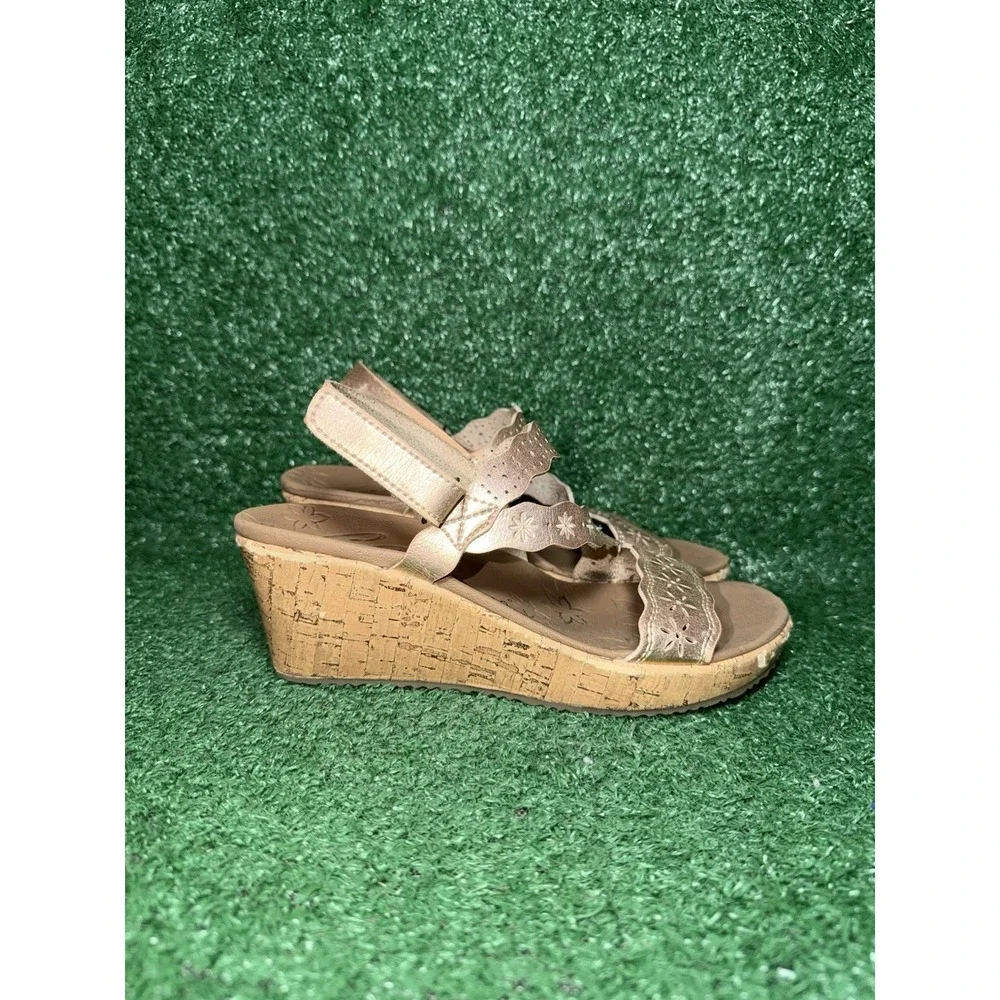 Skechers Sandals Womens Size 5 Cali Beverlee Cherished Aura Wedge Brown Slip On